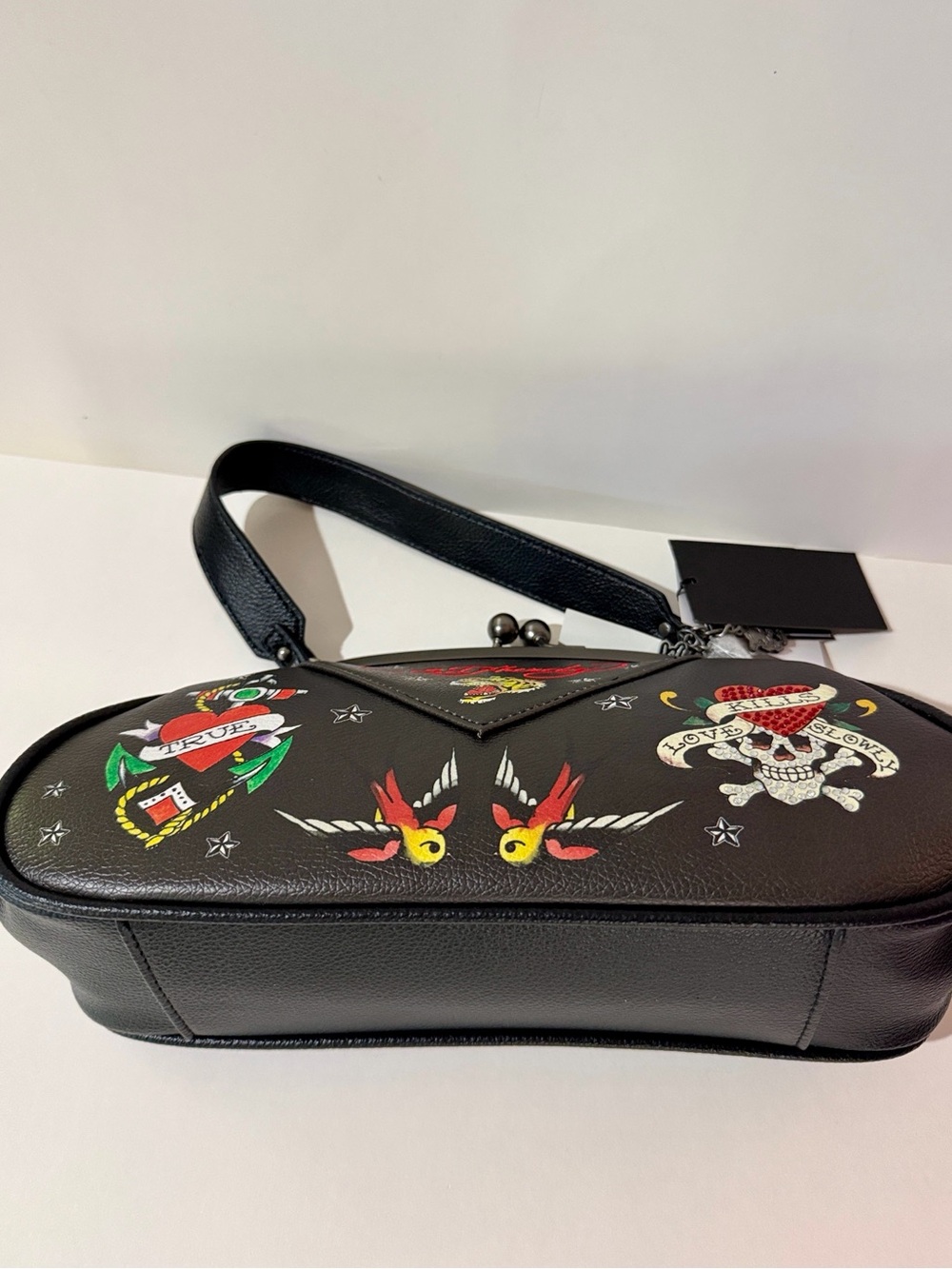 💕 Hello Gorgeous! Ed Hardy Kiss Lock Embossed Tiger Heart Skeleton-NWT - Picture 6 of 11
